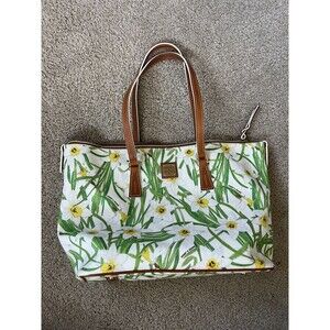 Dooney & Bourke Daffodil Shopper Tote Yellow White Leather